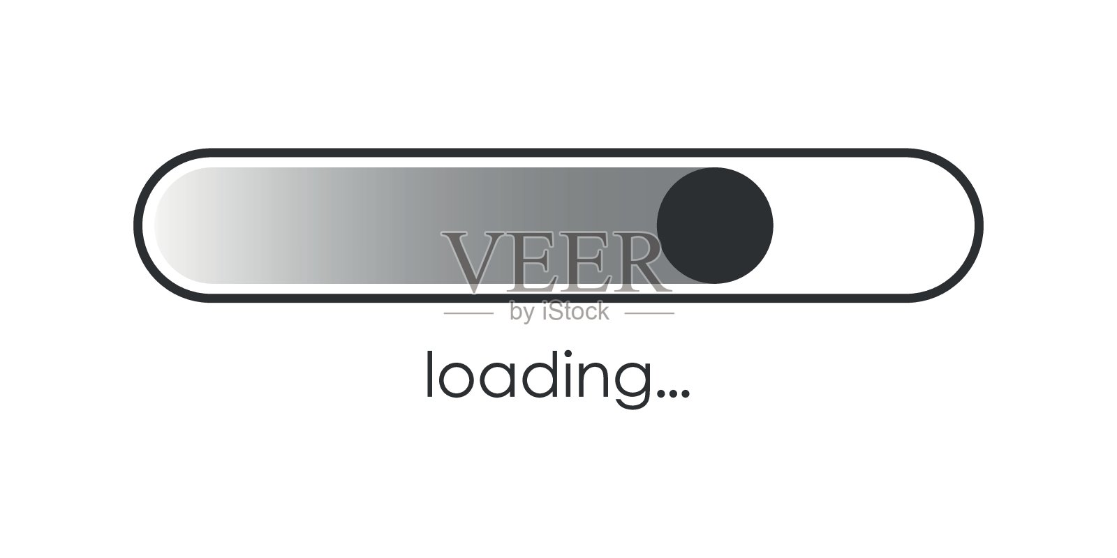 加载栏图标在平面风格。孤立背景上的进度指示器矢量插图。下载按钮标牌经营理念。插画图片素材