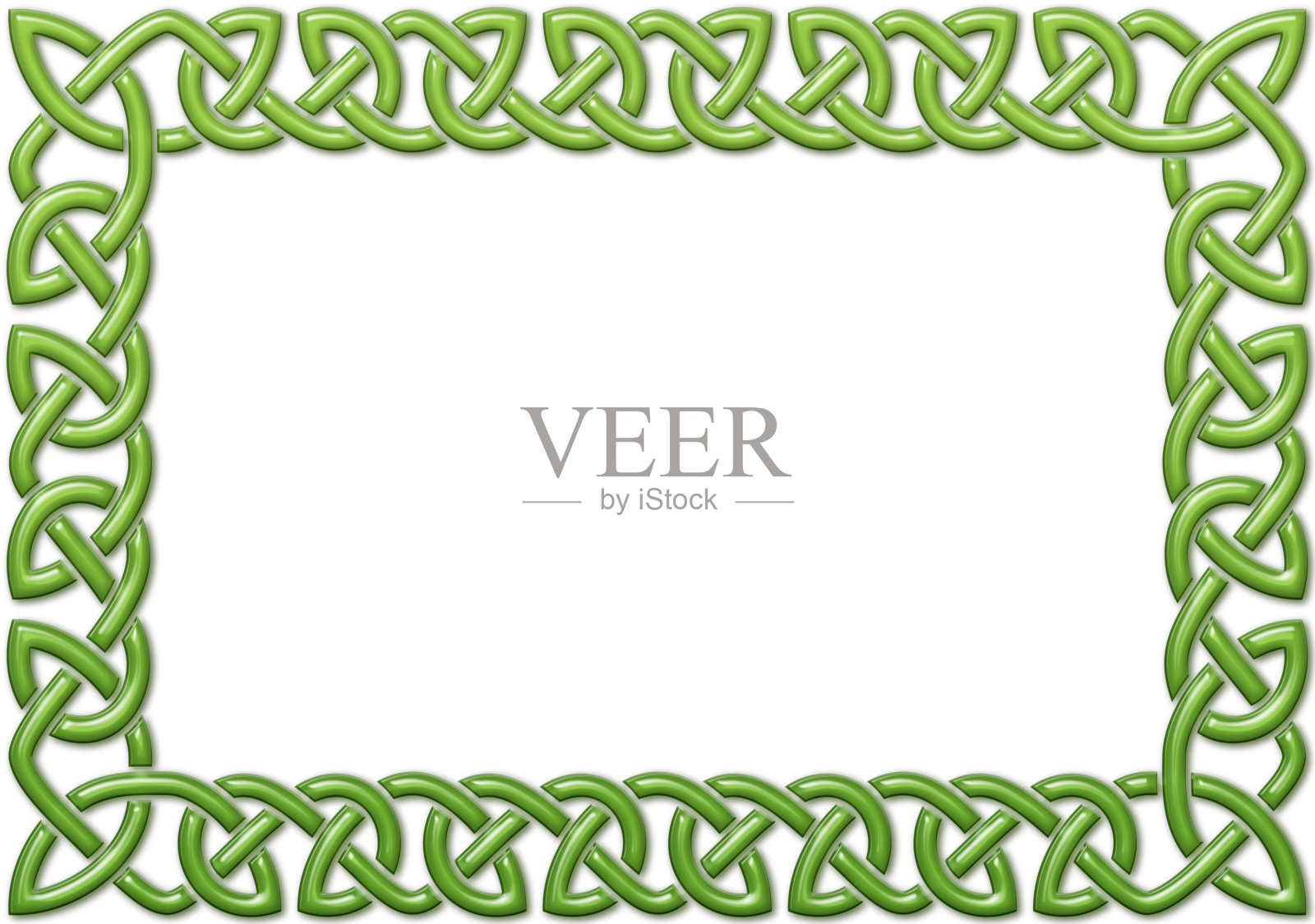 简单的凯尔特结框架,绿色插画图片素材
