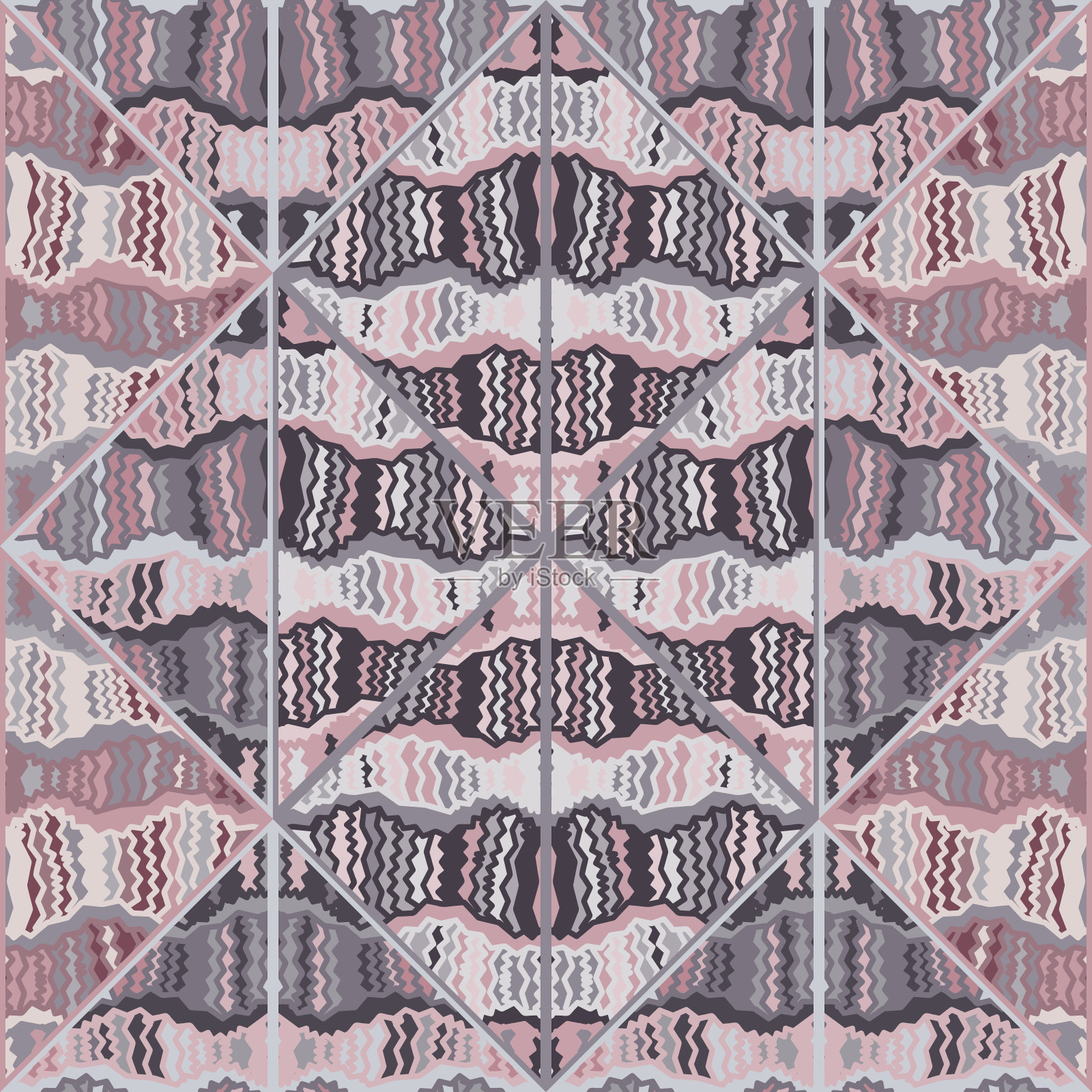 部落马赛克瓷砖。抽象涂鸦无缝背景图案。插画图片素材