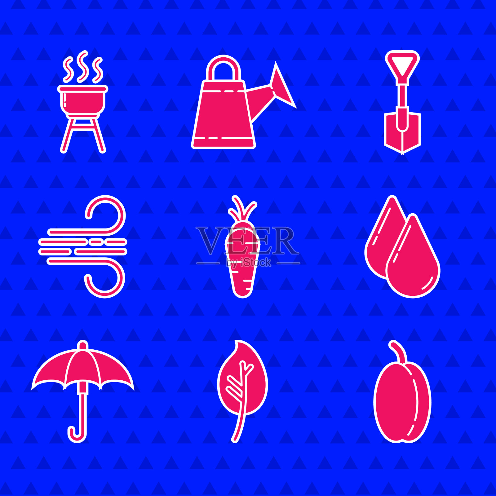 设置胡萝卜叶或李子叶水滴图标素材