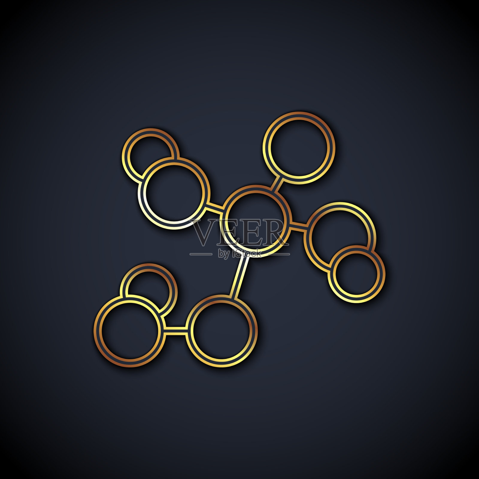 金线化学式图标隔离在黑色上插画图片素材