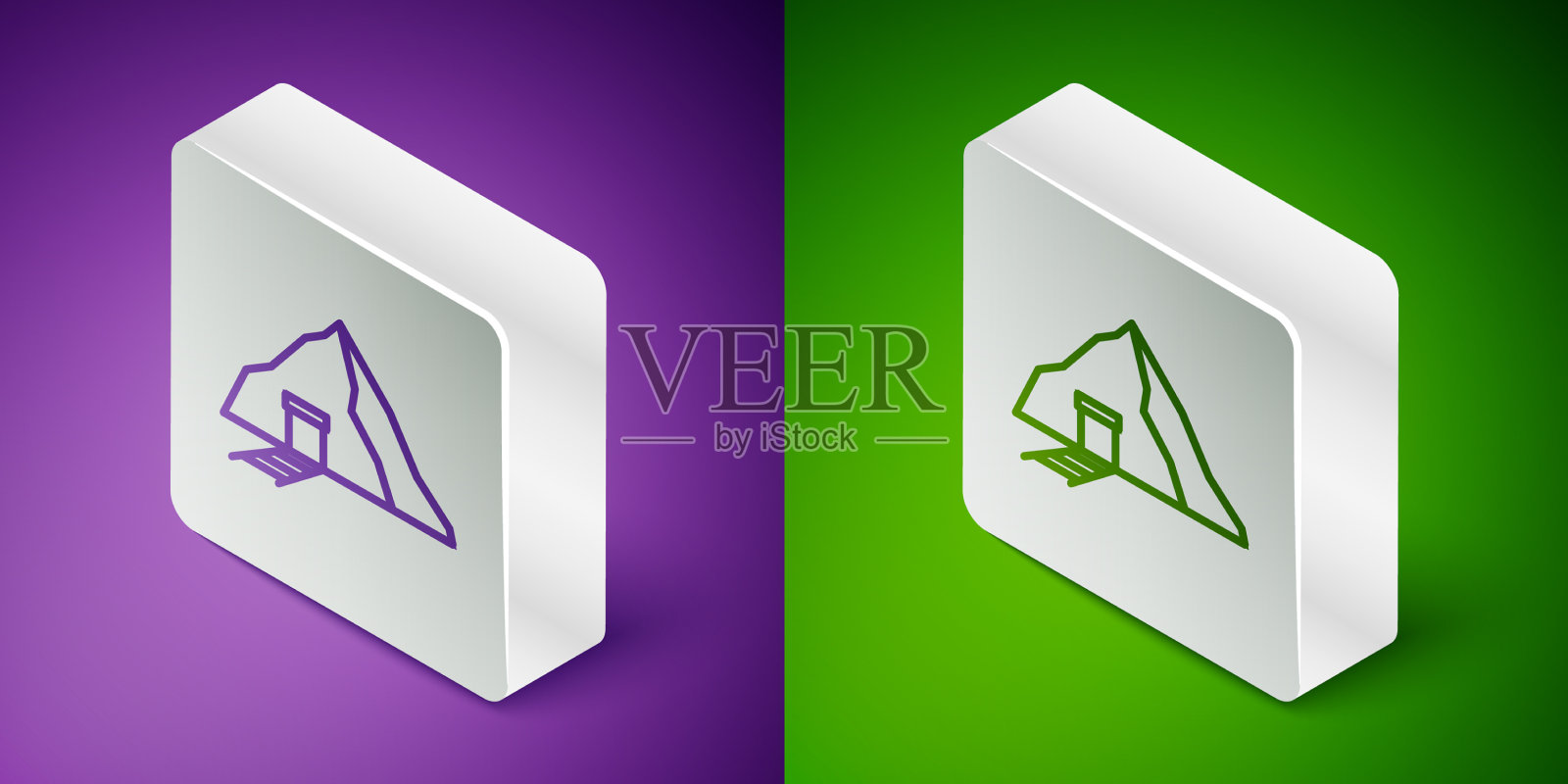 等距线金矿图标孤立在紫色图标素材