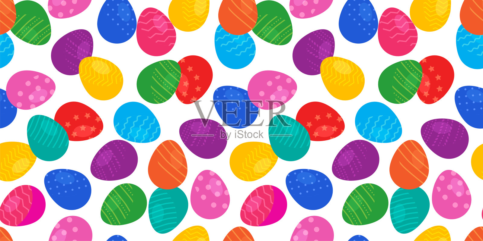 彩蛋无缝花纹,缤纷节日质感,春光璀璨印花。矢量图插画图片素材
