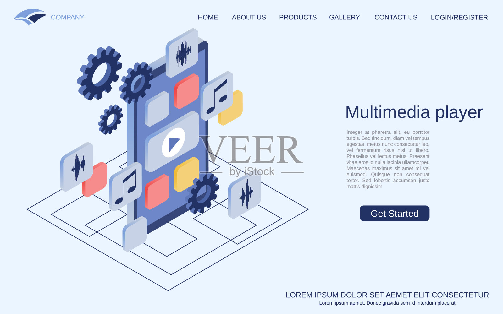 多媒体播放器矢量概念插画图片素材