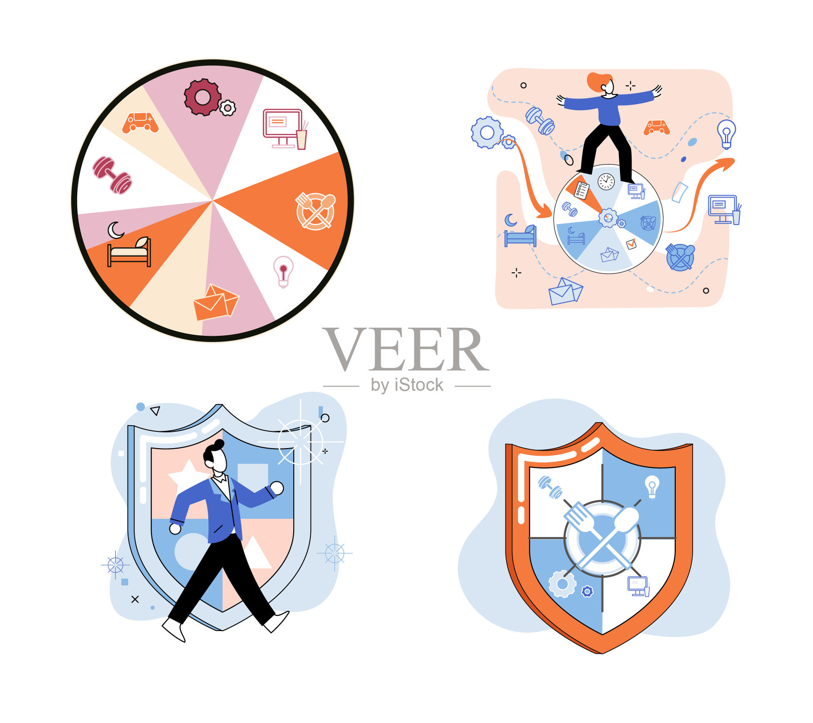 信心的概念。人站着有私人谈话的比喻。机密通信向量集插画图片素材