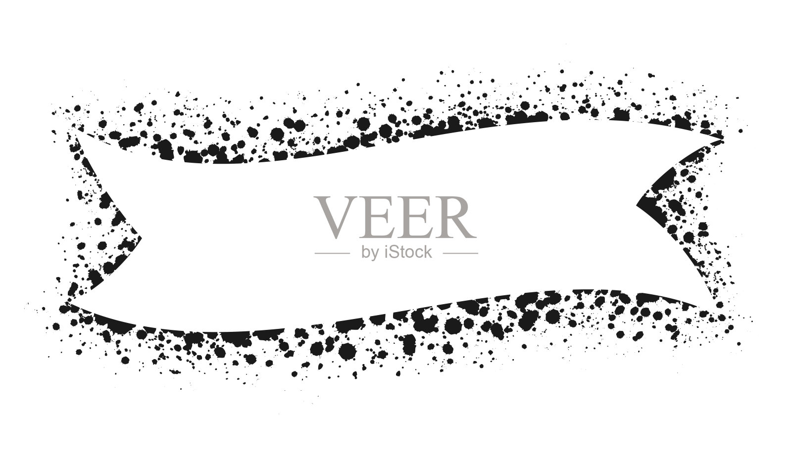 垃圾墨水飞溅彩带框架。喷涂涂鸦模板边框。插画图片素材