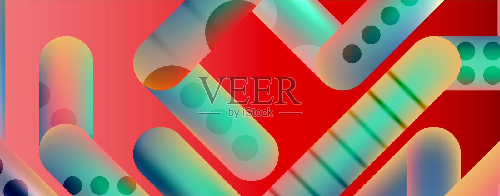 带有流体梯度的圆形形状和线条插画图片素材