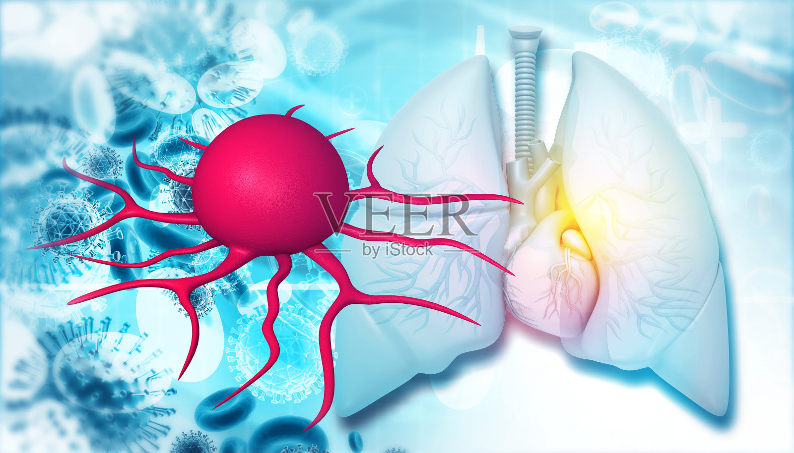 人体呼吸系统的癌细胞照片摄影图片