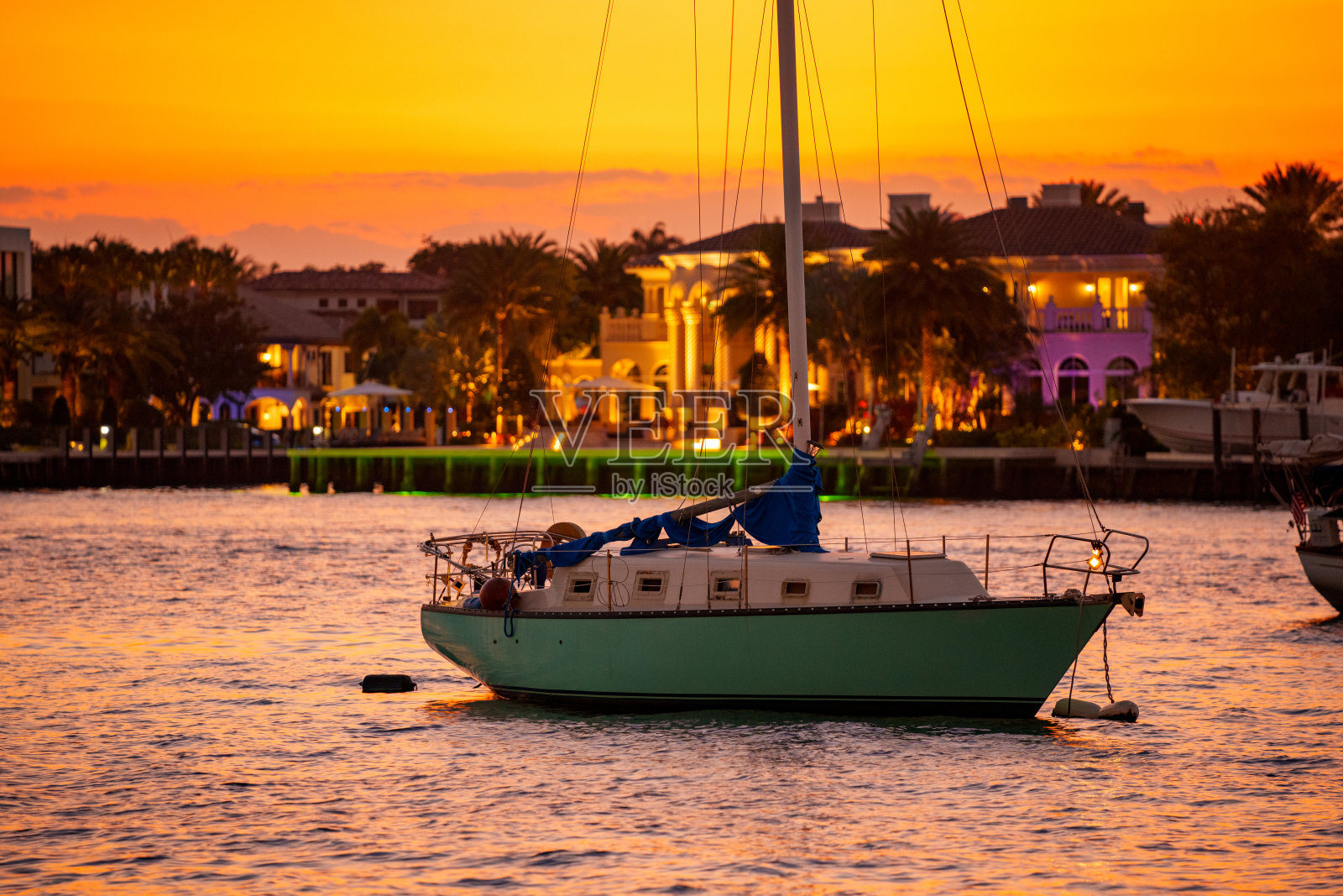 日落照片劳德代尔堡海滨与船的场景照片摄影图片