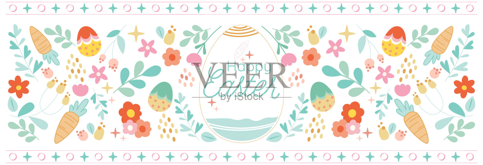 复活节横幅模板优雅对称。设计模板素材