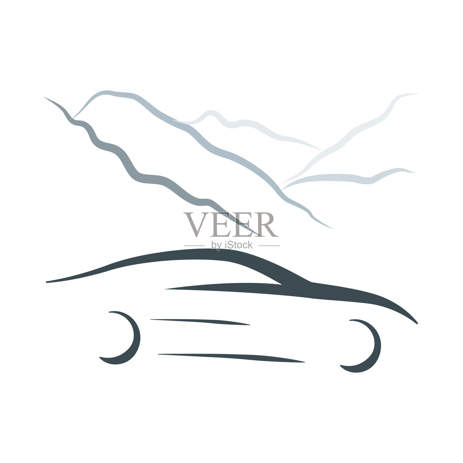 车与山插画图片素材