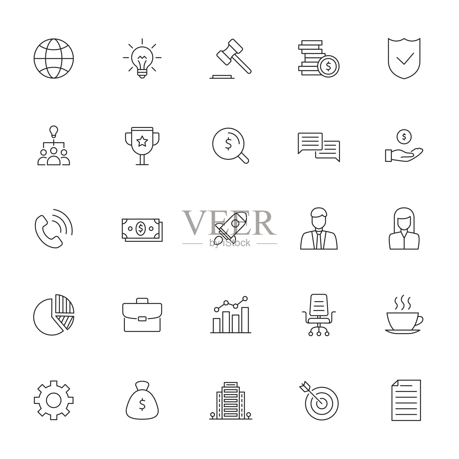 白色背景上的商业和金融图标。向量。图标素材