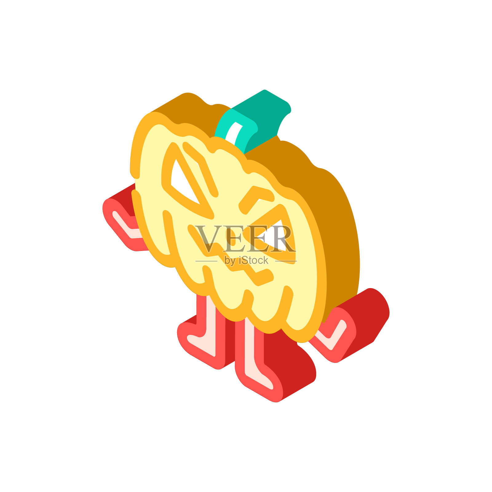 万圣节怪物有趣的等距图标矢量插图设计元素图片