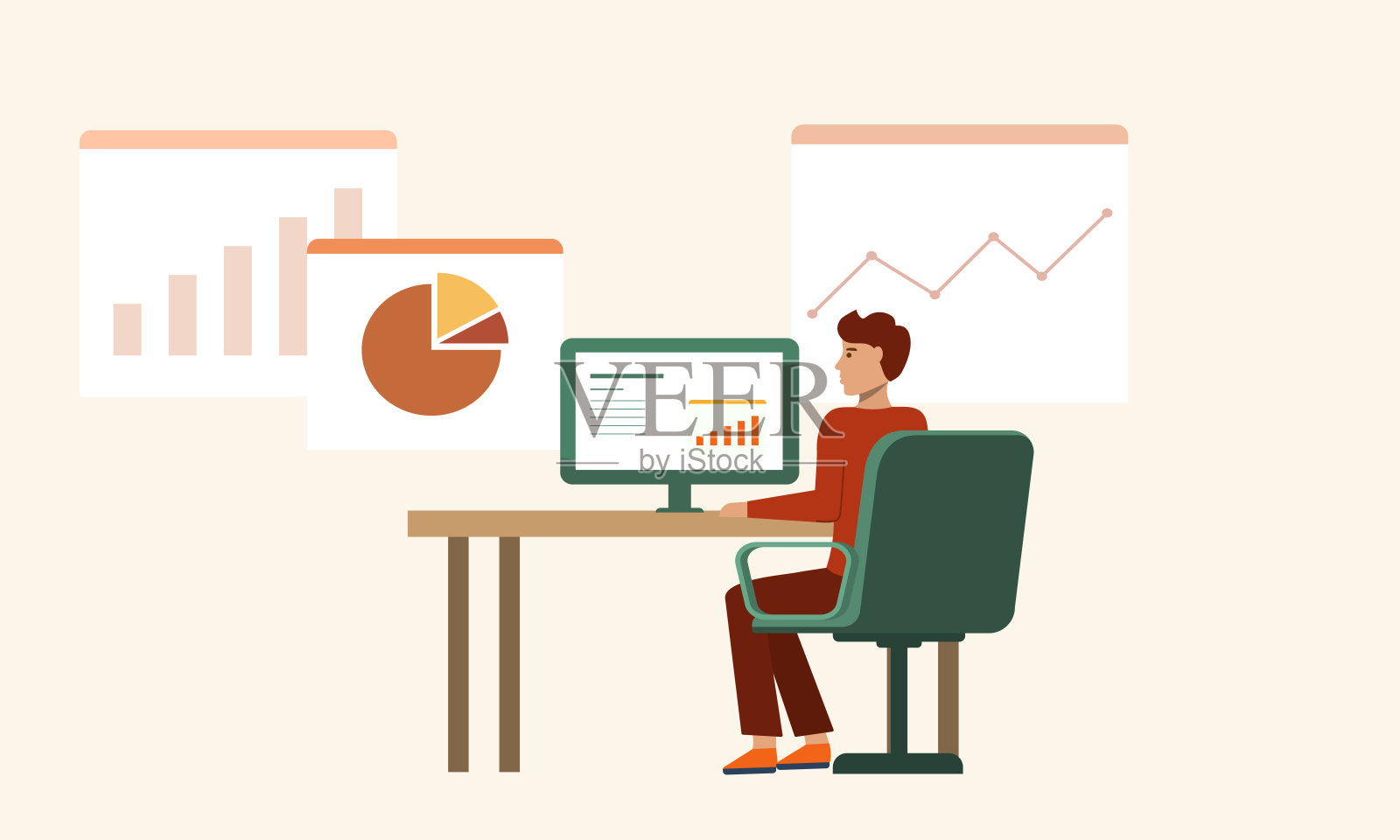 业务人员团队会议,工作和规划业务营销分析概念。矢量插图。插画图片素材