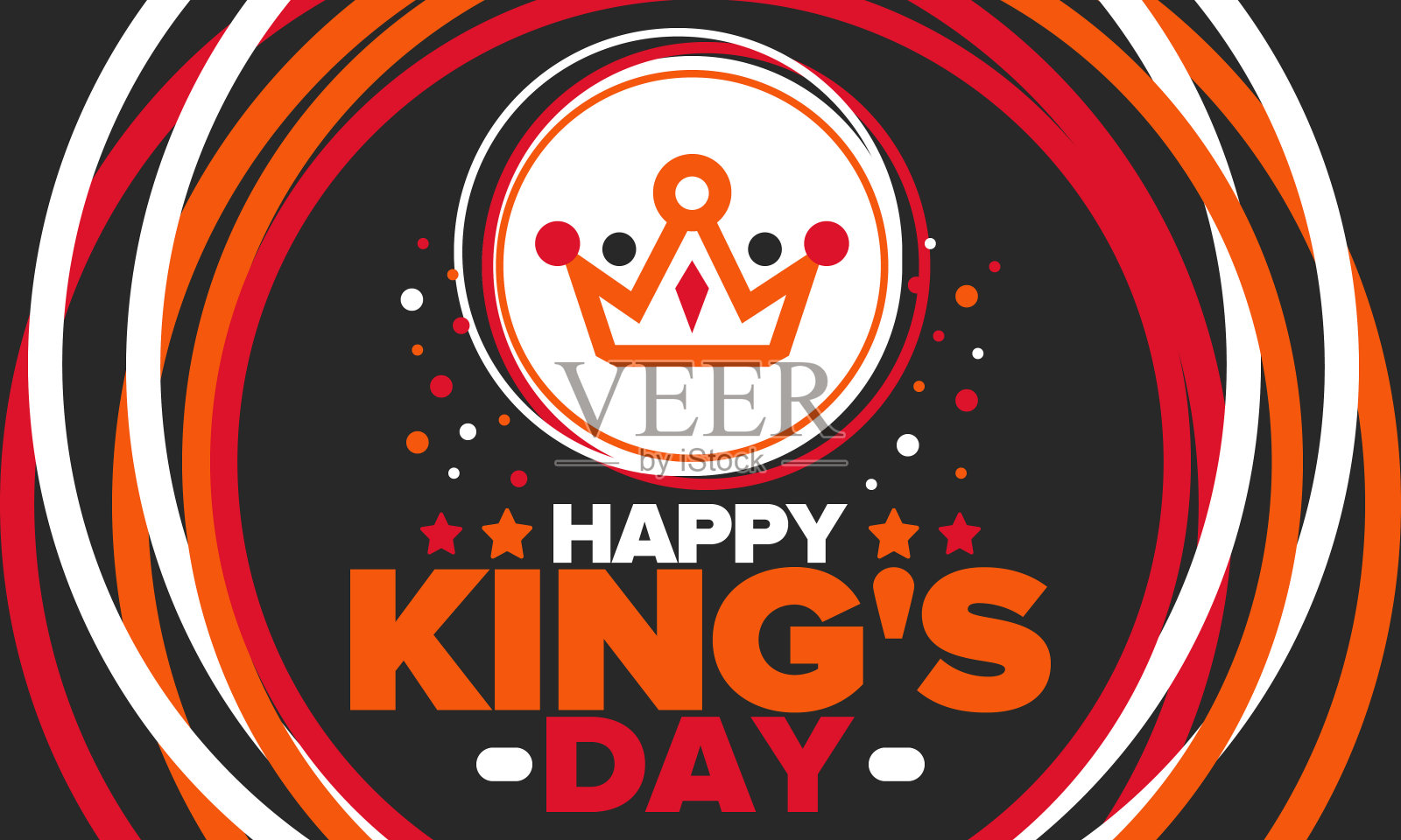 荷兰的国王节。荷兰语Koningsdag。国家的文化遗产和庆祝国王陛下的生日。荷兰皇室。荷兰国旗。橙色还是橙色的疯狂。向量插画图片素材