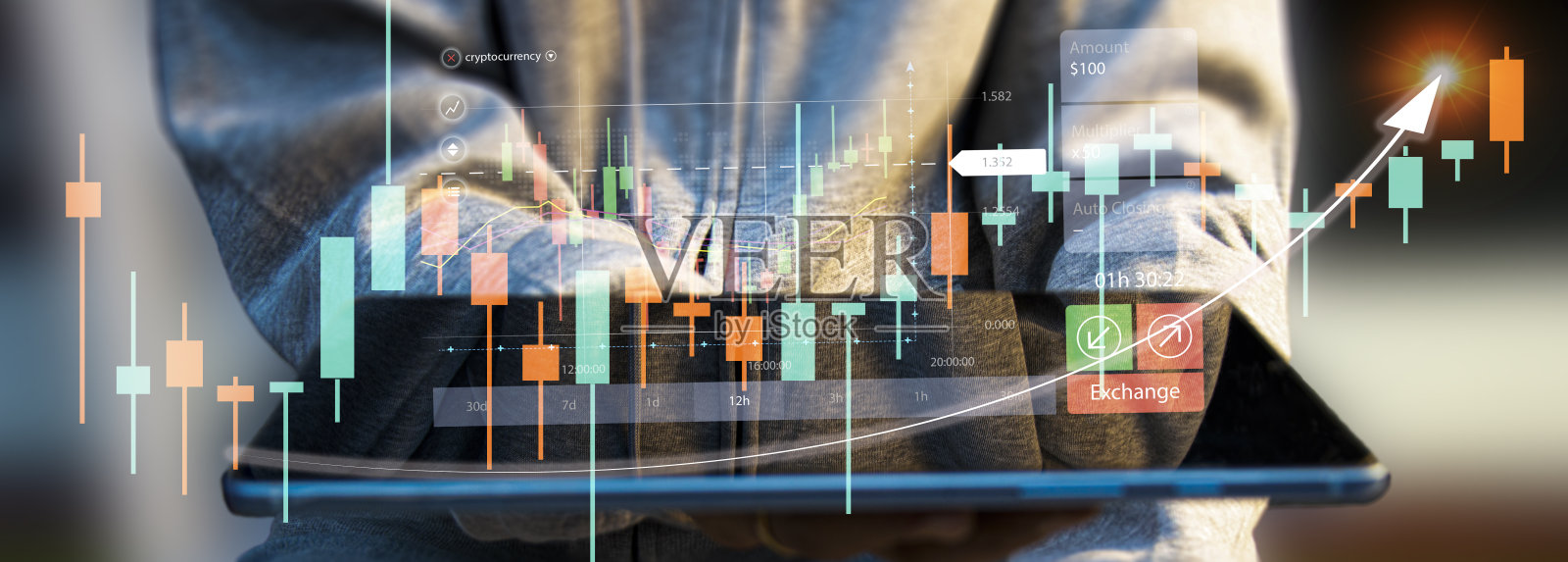 计划,分析指标和买卖策略,股票市场,业务增长,进展或成功。照片摄影图片