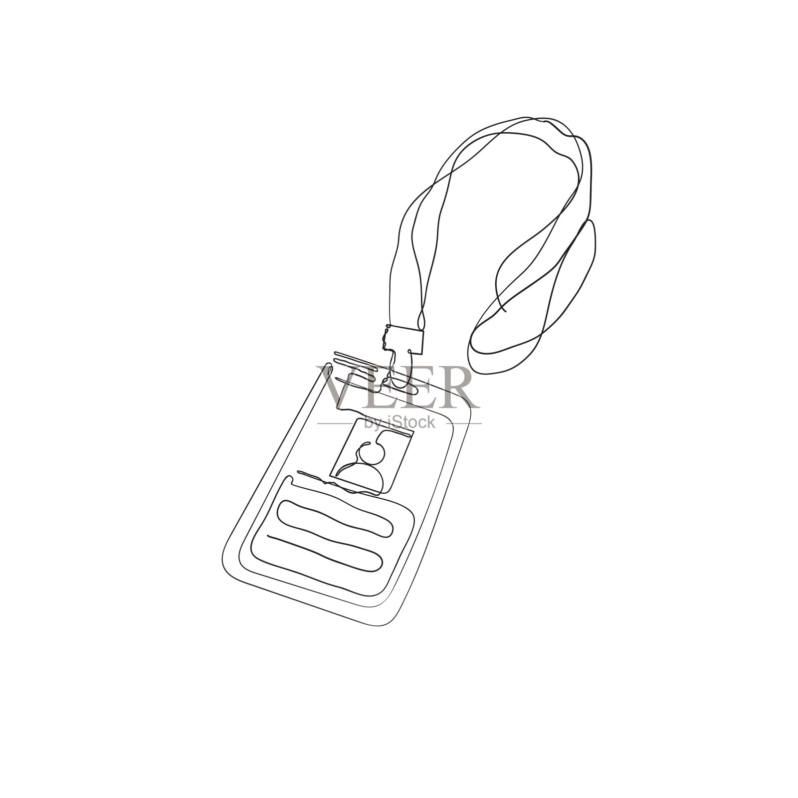 连续线条绘制员工身份证插图矢量插画图片素材