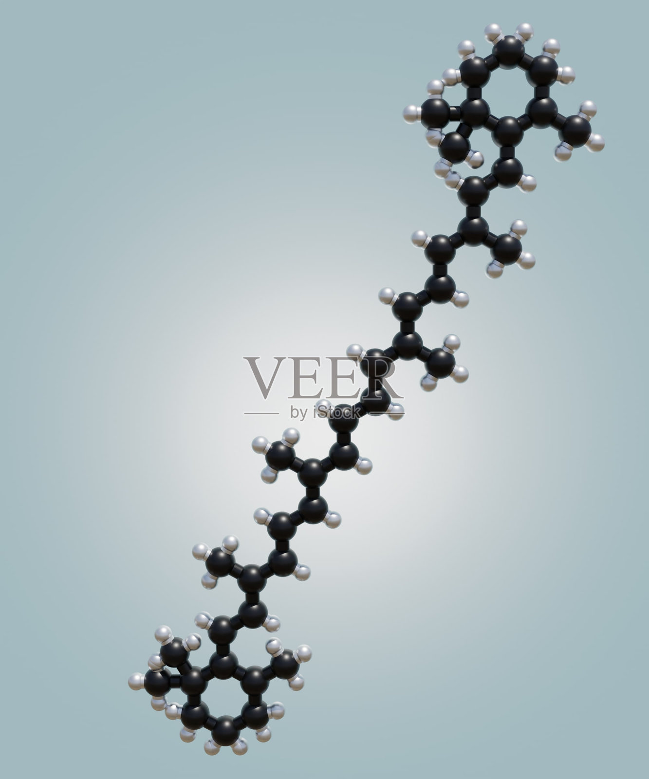 蓝白背景β-胡萝卜素分子照片摄影图片