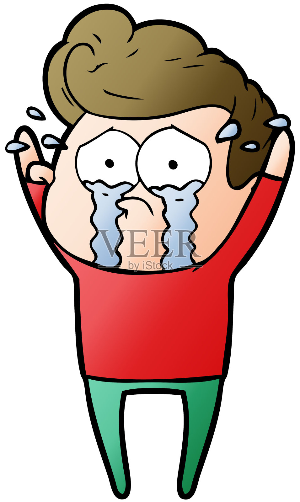 卡通哭泣男人设计元素图片