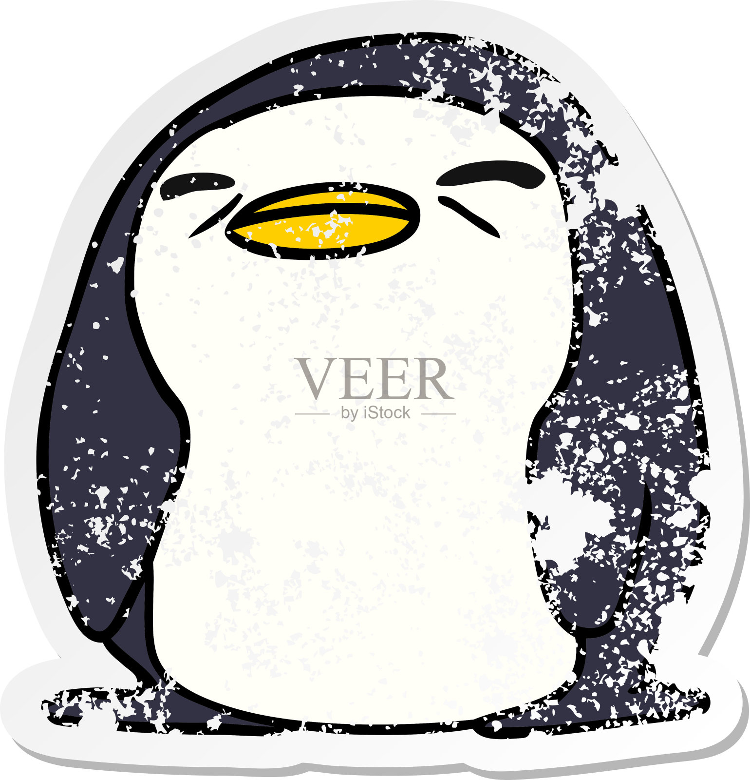 心疼贴纸卡通插图卡哇伊的可爱企鹅插画图片素材