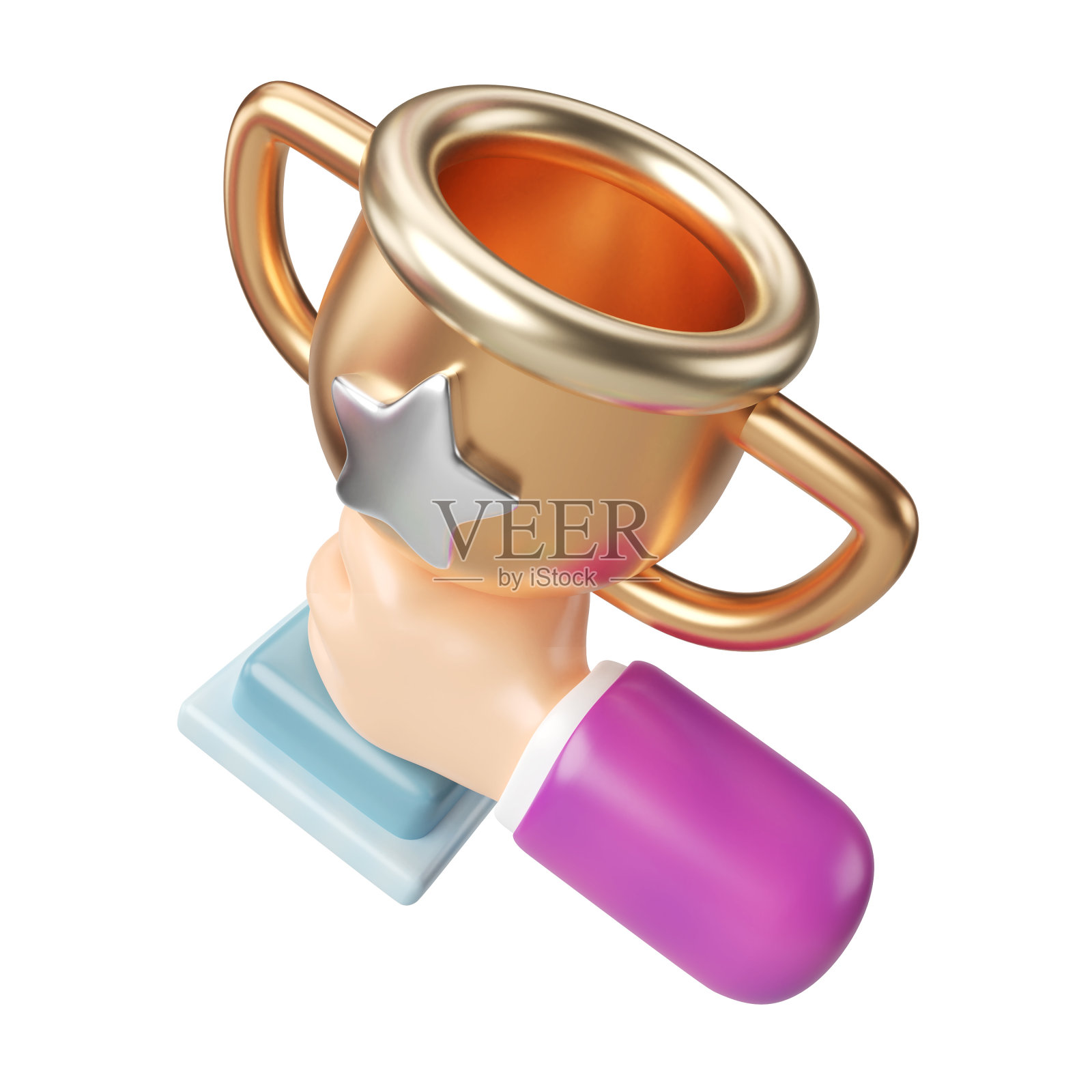 成功奖杯3D插图图标照片摄影图片