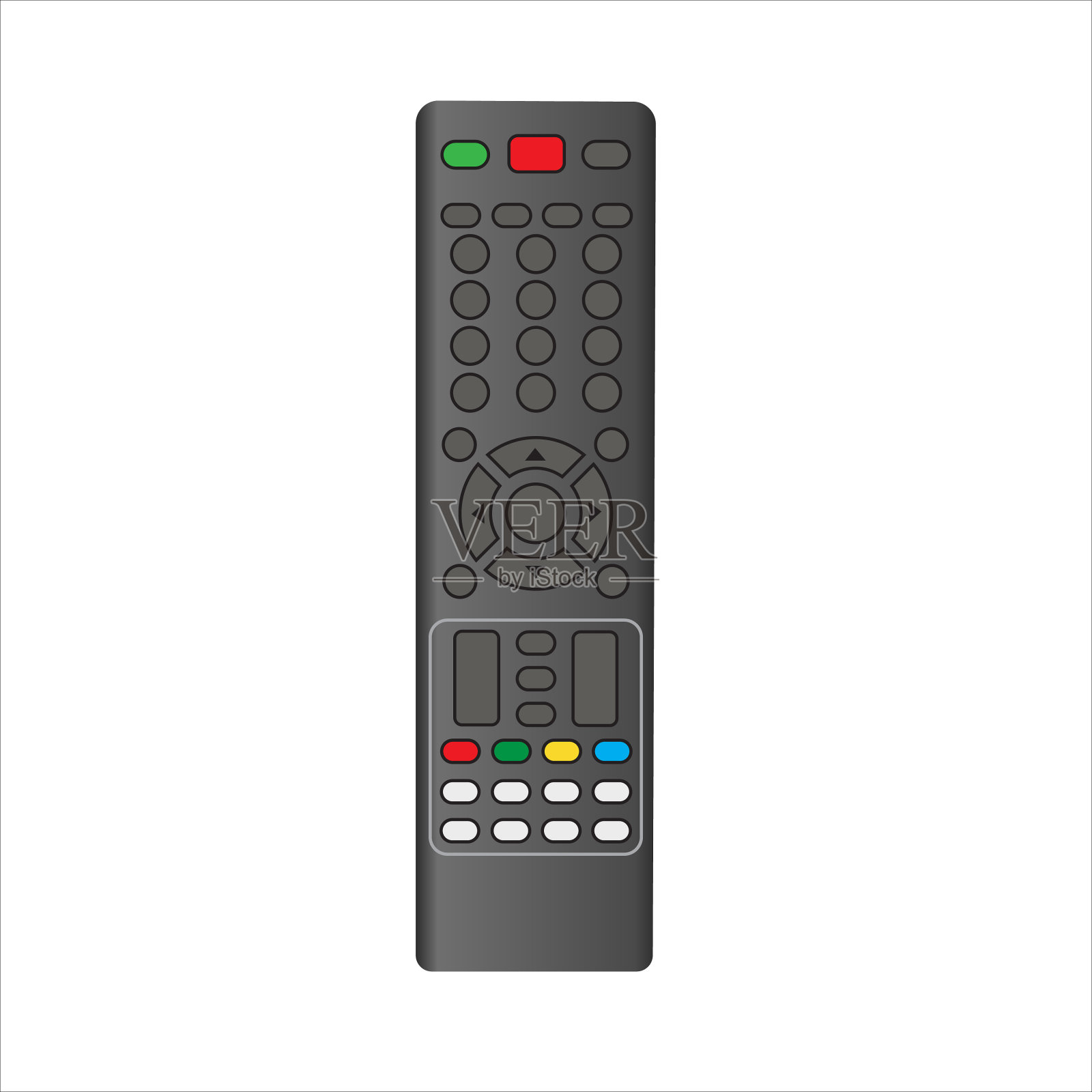 电视遥控装置隔离在白色背景上。插画图片素材