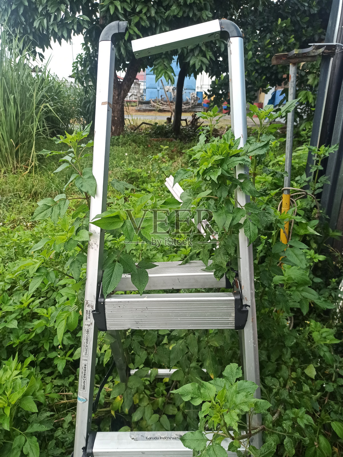 公园的铝楼梯坏了照片摄影图片