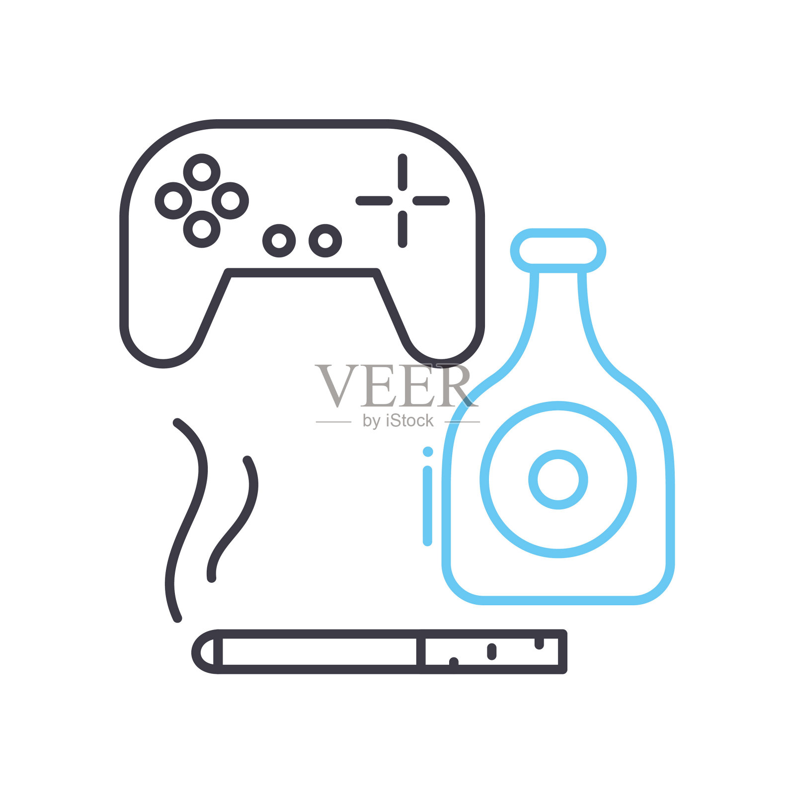 坏习惯线图标,轮廓符号,矢量插图,概念符号插画图片素材