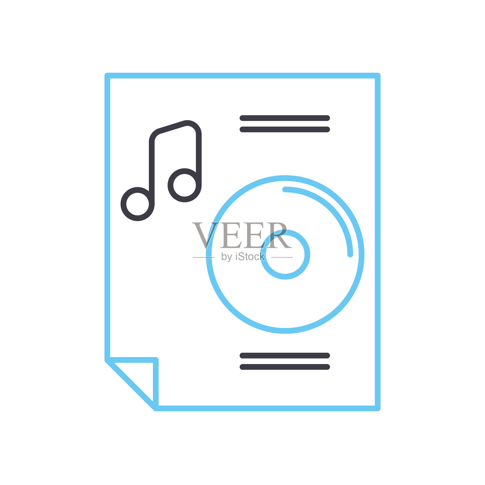 音频文件线图标,轮廓符号,矢量插图,概念符号插画图片素材