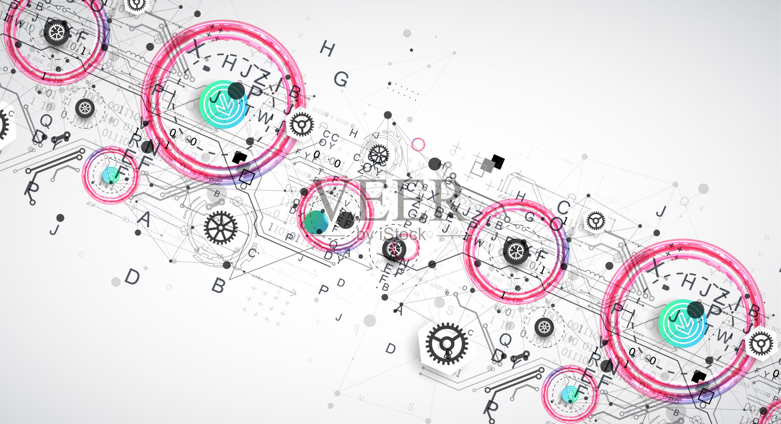 抽象的技术概念。电路板,彩色背景。插画图片素材