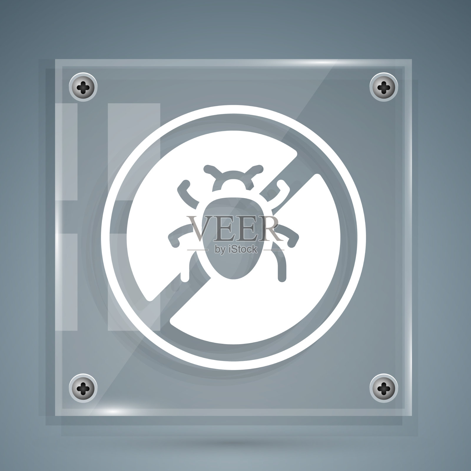 白色停止科罗拉多甲虫图标孤立上灰色图标素材