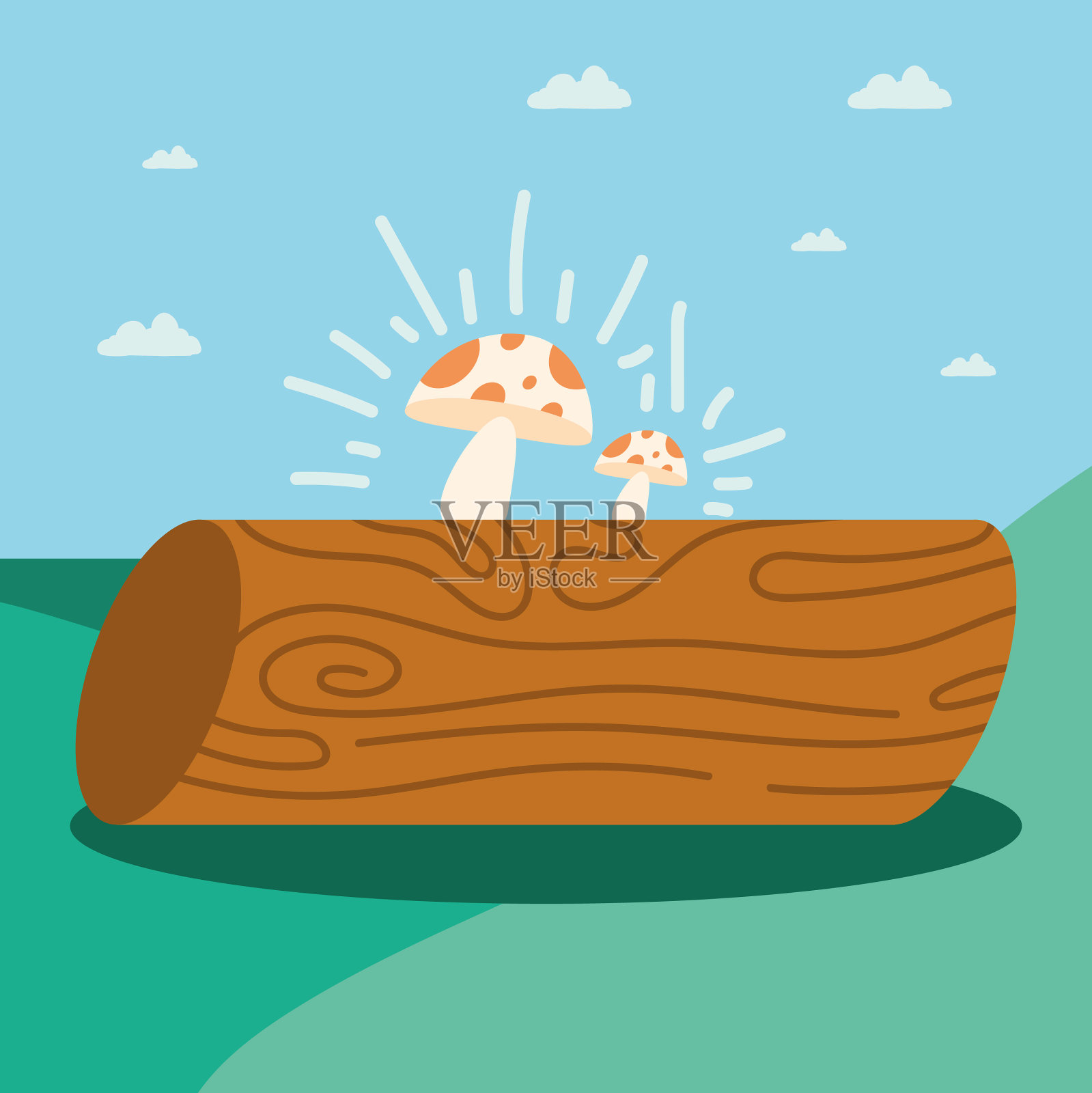 树干真菌植物插画图片素材