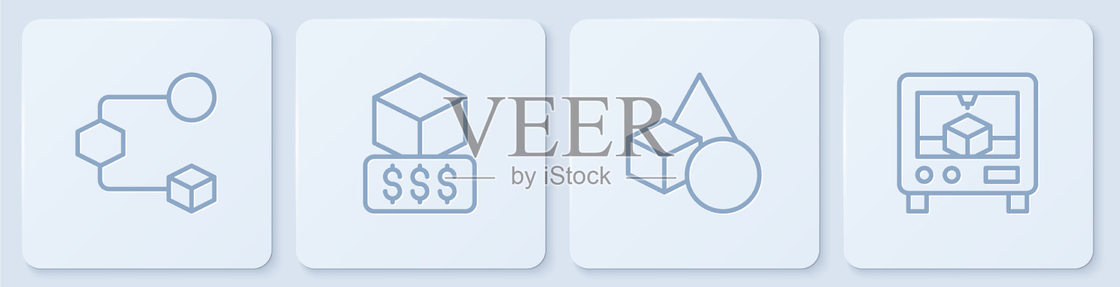 设置直线等距立方体基本几何形状图标素材