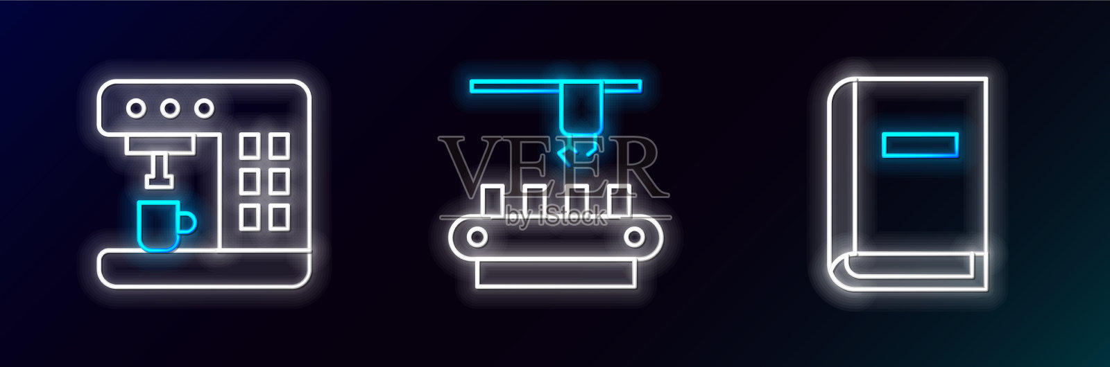 设定生产线用户手册咖啡机和工厂图标素材