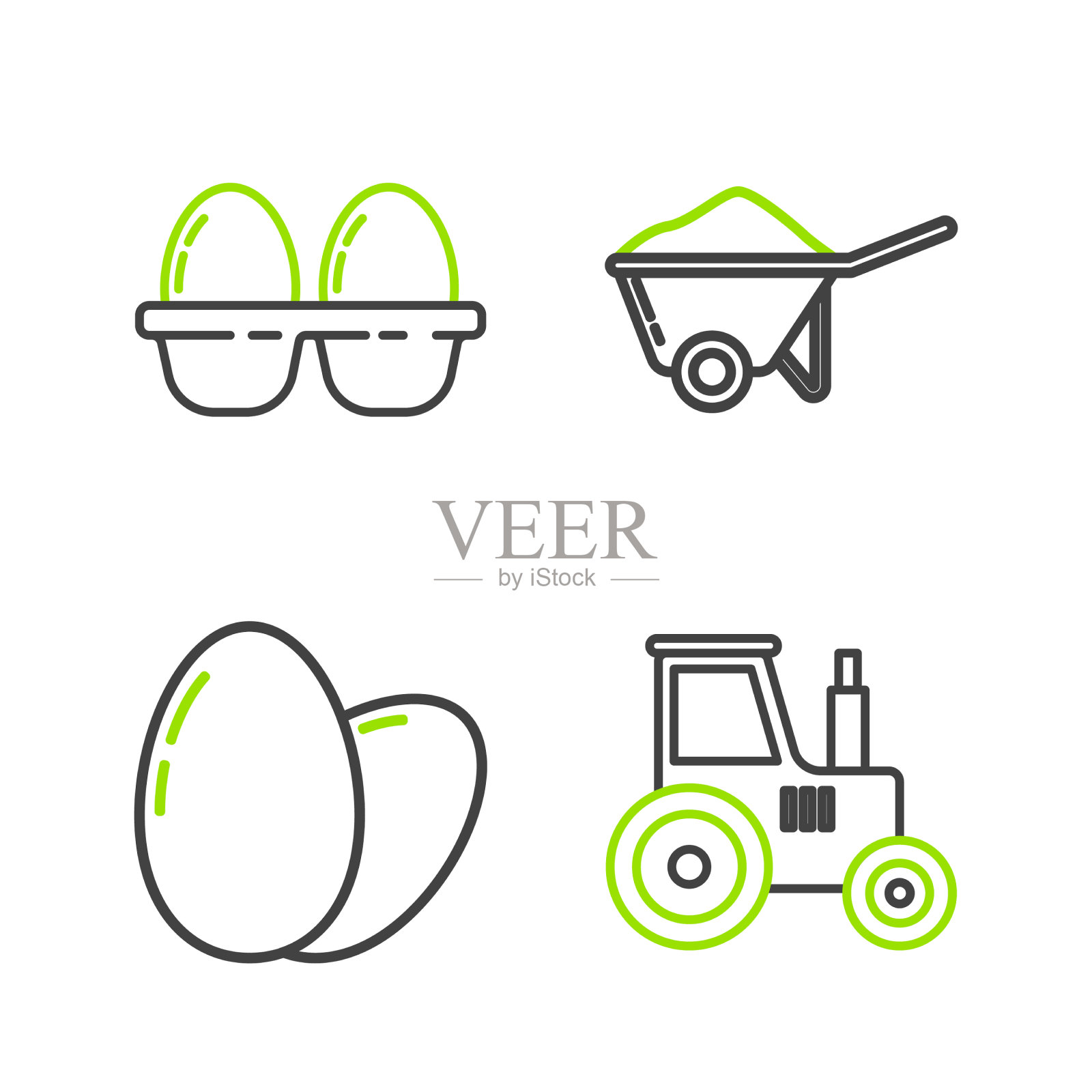套线拖拉机鸡蛋手推车用图标素材