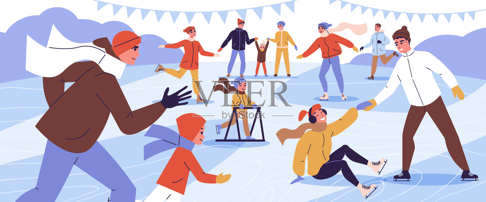 滑冰背景插画图片素材
