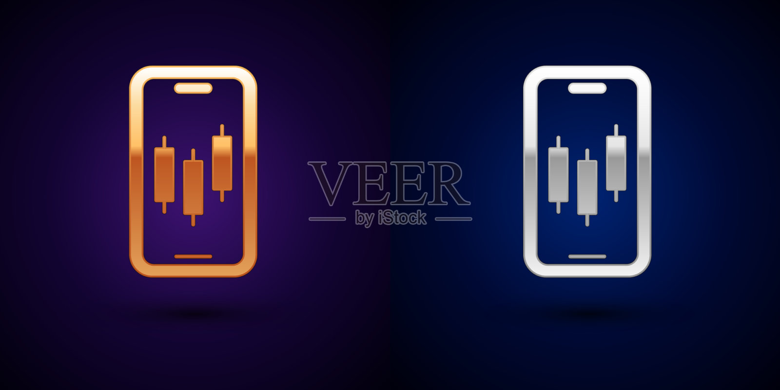 金银手机股票交易概念图标图标素材