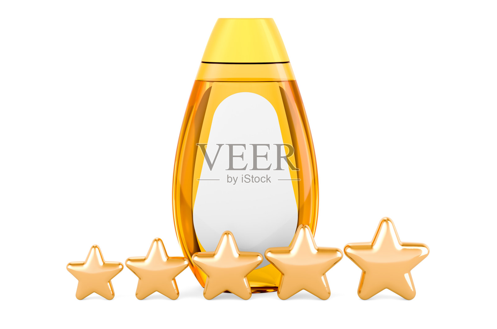 带有五颗金星的洗发水瓶。三维渲染照片摄影图片