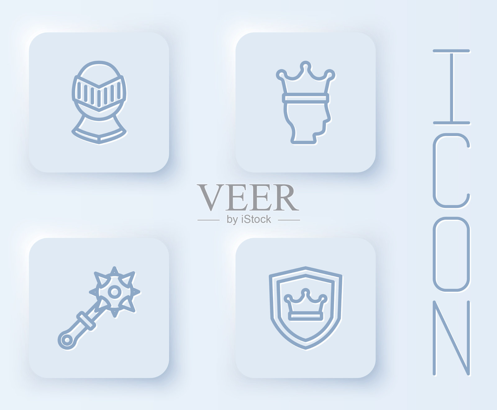 套线中世纪头盔国王王冠狼牙棒用图标素材