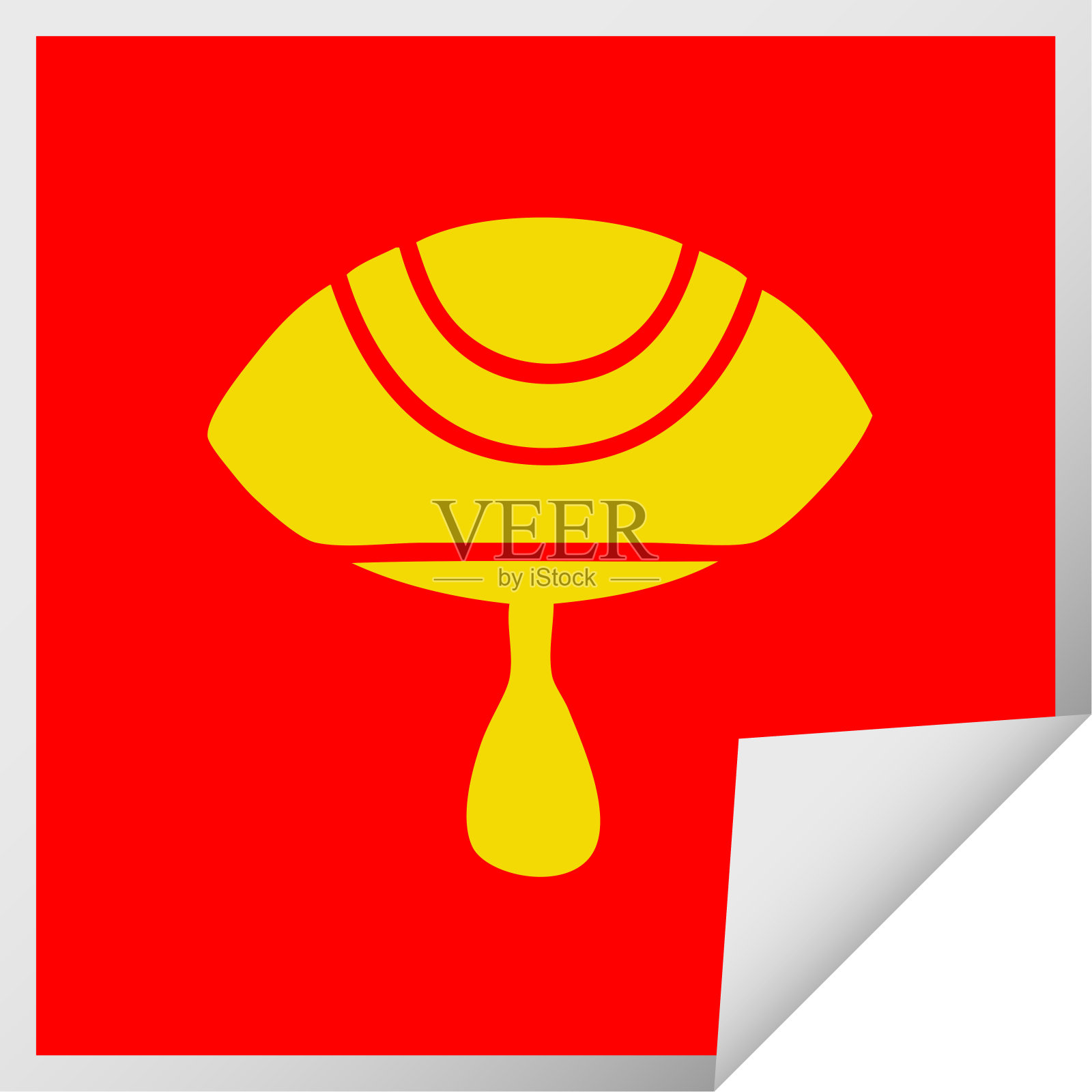 方形剥落贴纸卡通哭泣的眼睛插画图片素材