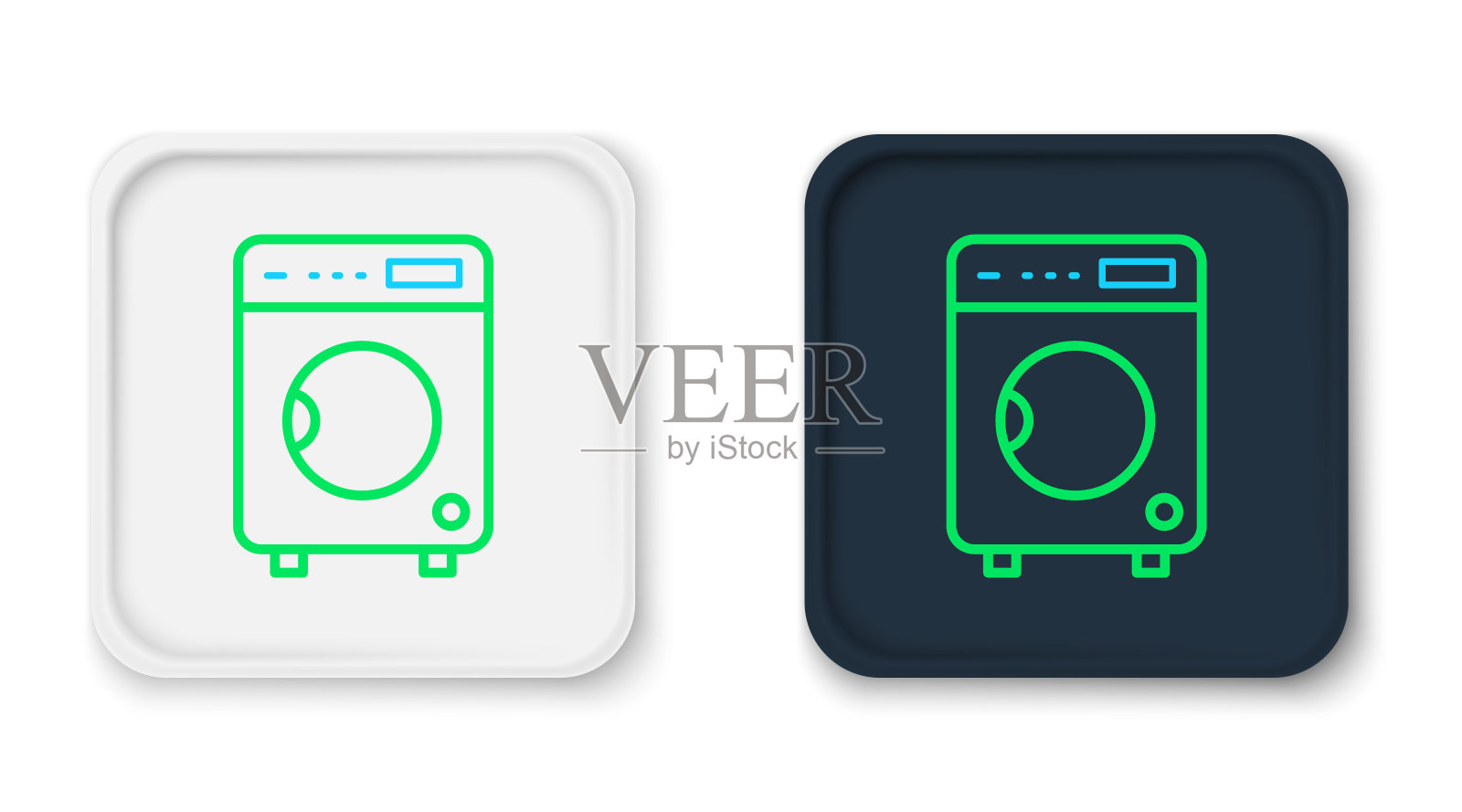 线条垫圈图标隔离在白色背景上。洗衣机图标。洗衣机-洗衣机。家电标志。彩色轮廓概念。向量图标素材