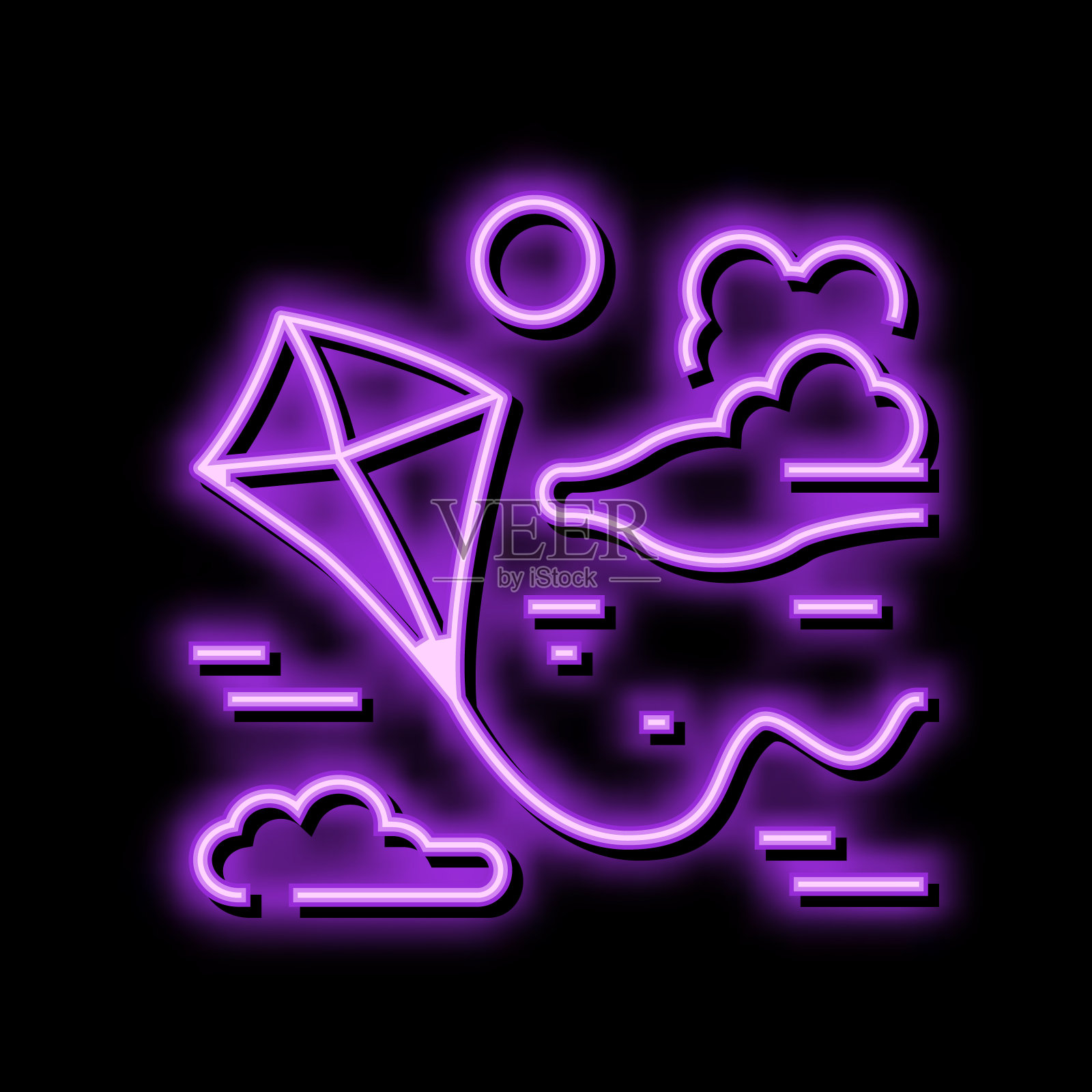 休闲夏日霓虹灯图标插图插画图片素材