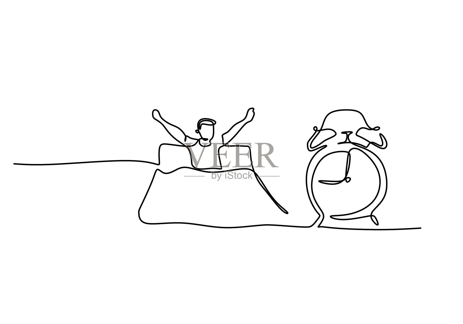 一个人连续的单行醒来设计元素图片