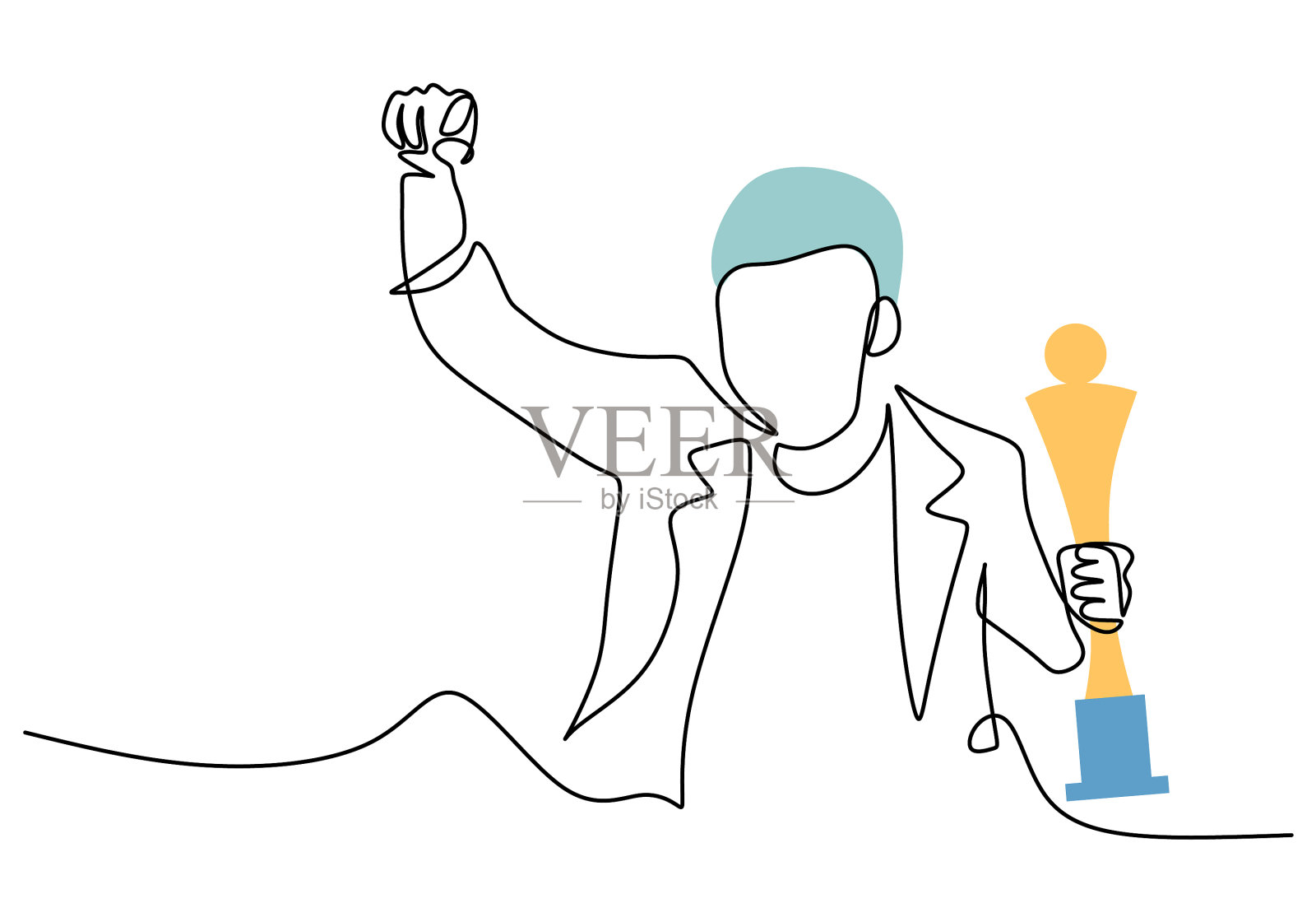 一排男人带着奖杯设计元素图片