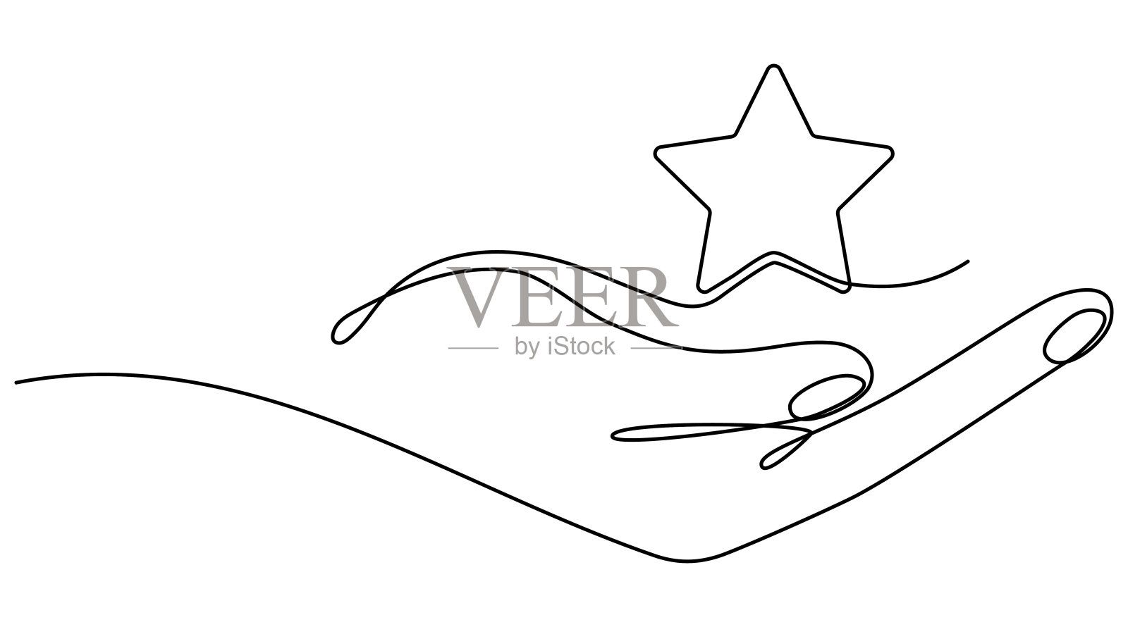 手持星形连续画线。插画图片素材