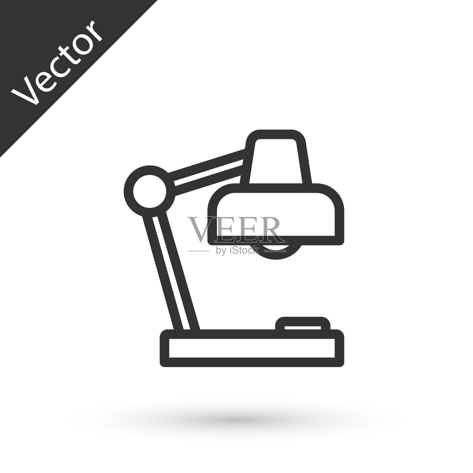 灰色线台灯图标孤立在白色背景上。台灯。向量插画图片素材