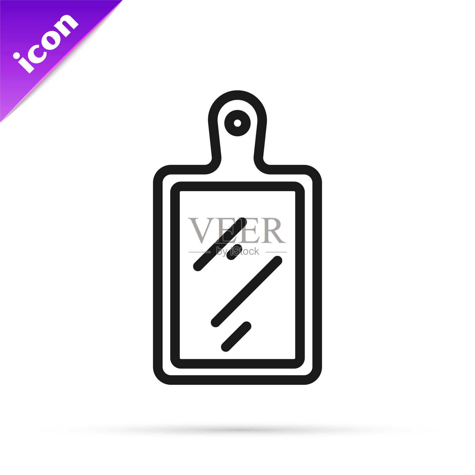 黑线切菜板图标孤立在白色背景。砧板符号。向量图标素材