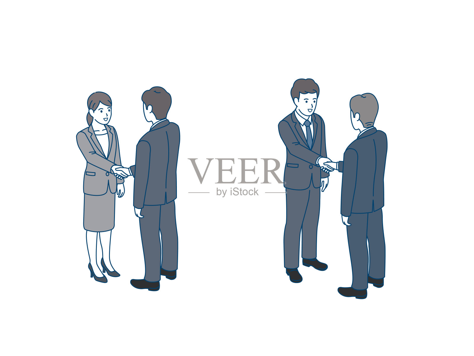 商务人士握手插画图片素材
