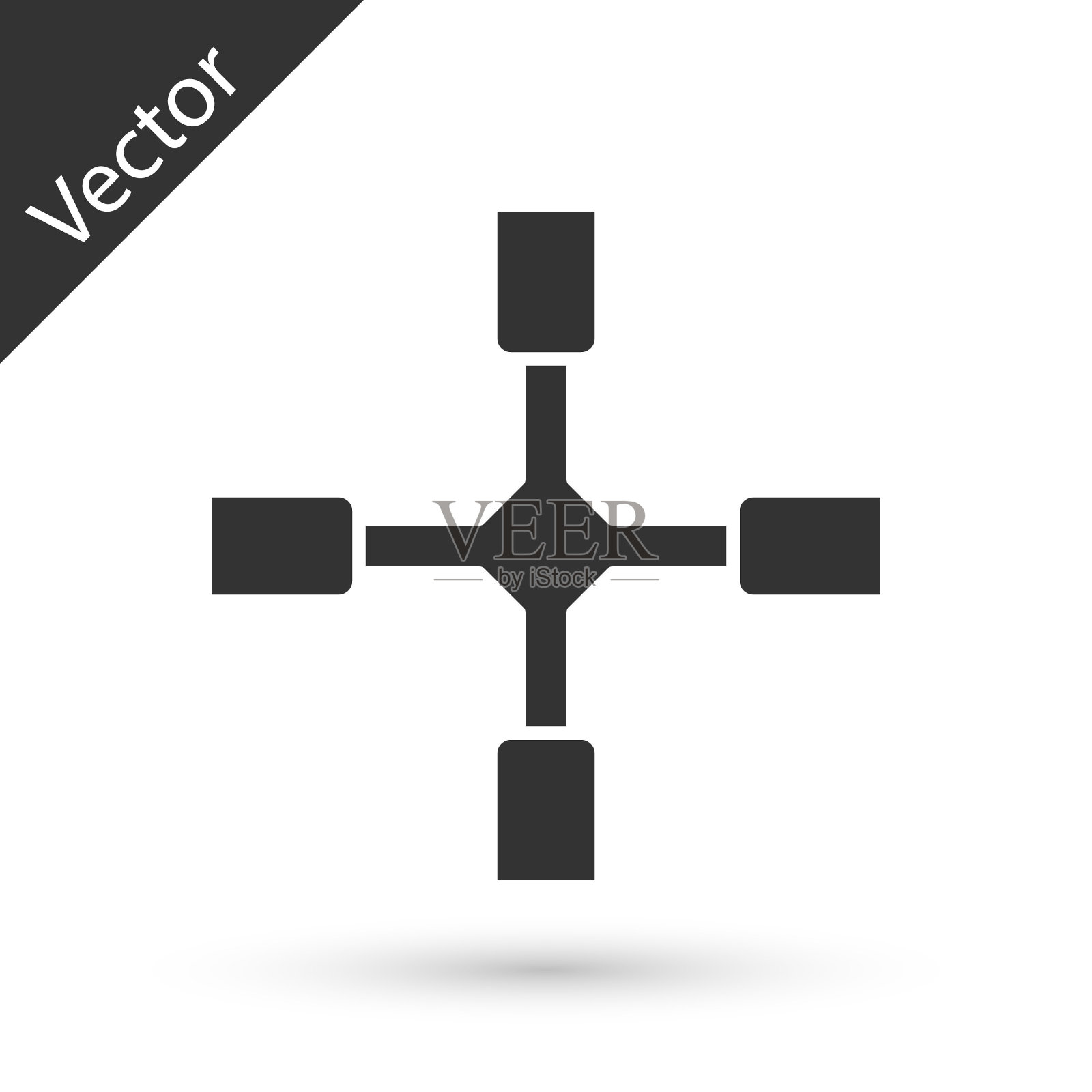 灰色轮扳手图标孤立在白色背景。轮支撑。向量图标素材