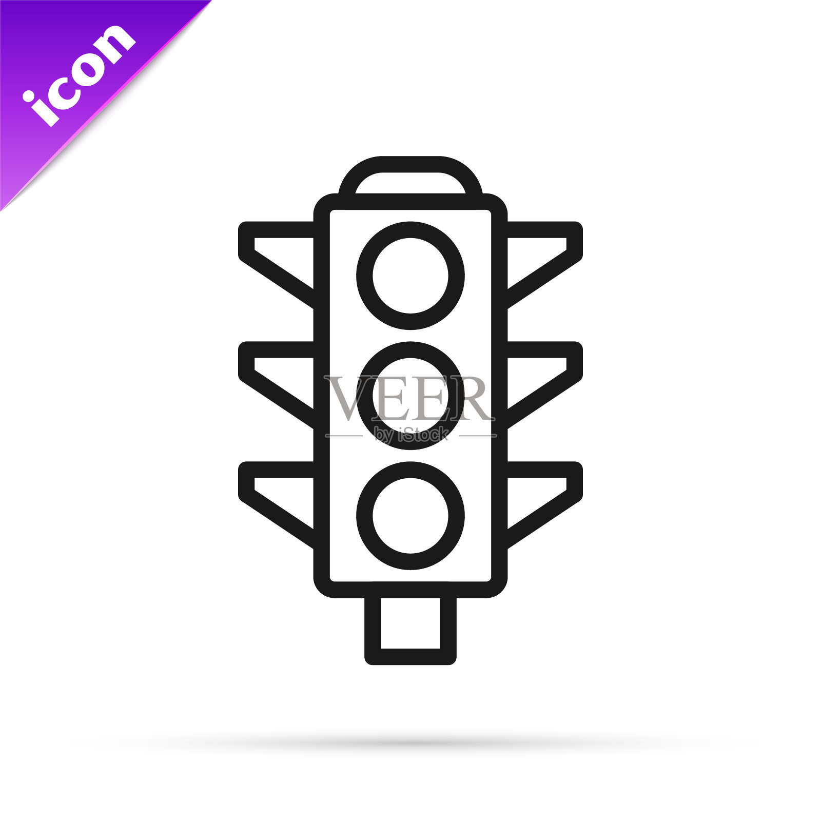 黑线红绿灯图标孤立在白色背景上。向量插画图片素材